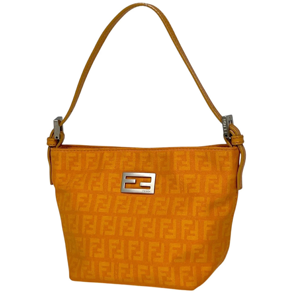 Fendi Zucchino Handbag Pouch Clutch Canvas Orange